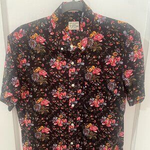 J.Crew Short Sleeve Slim Secret Wash (Black Multi) Small